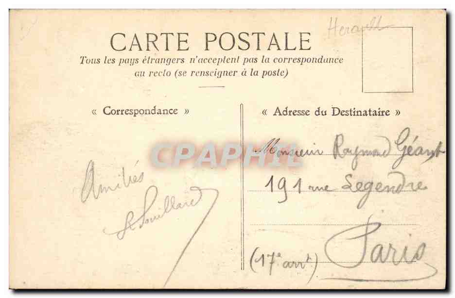 CPA Cette Neptune et Entree principale du Chateau d Eau Enfants — Rückseite