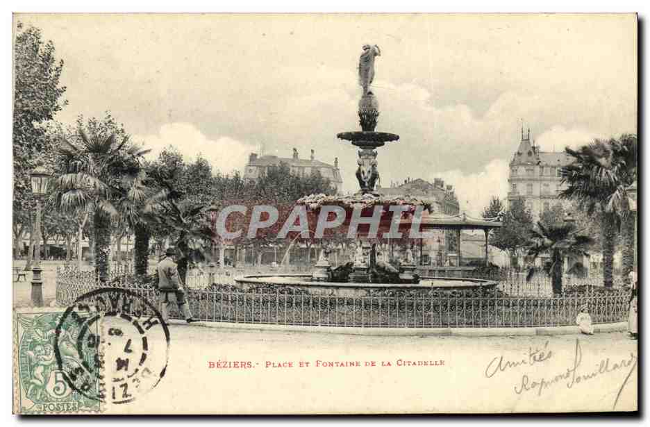 Béziers - Place et Fontaine de la Citadelle — éditeur non identifié, n° de série non visible