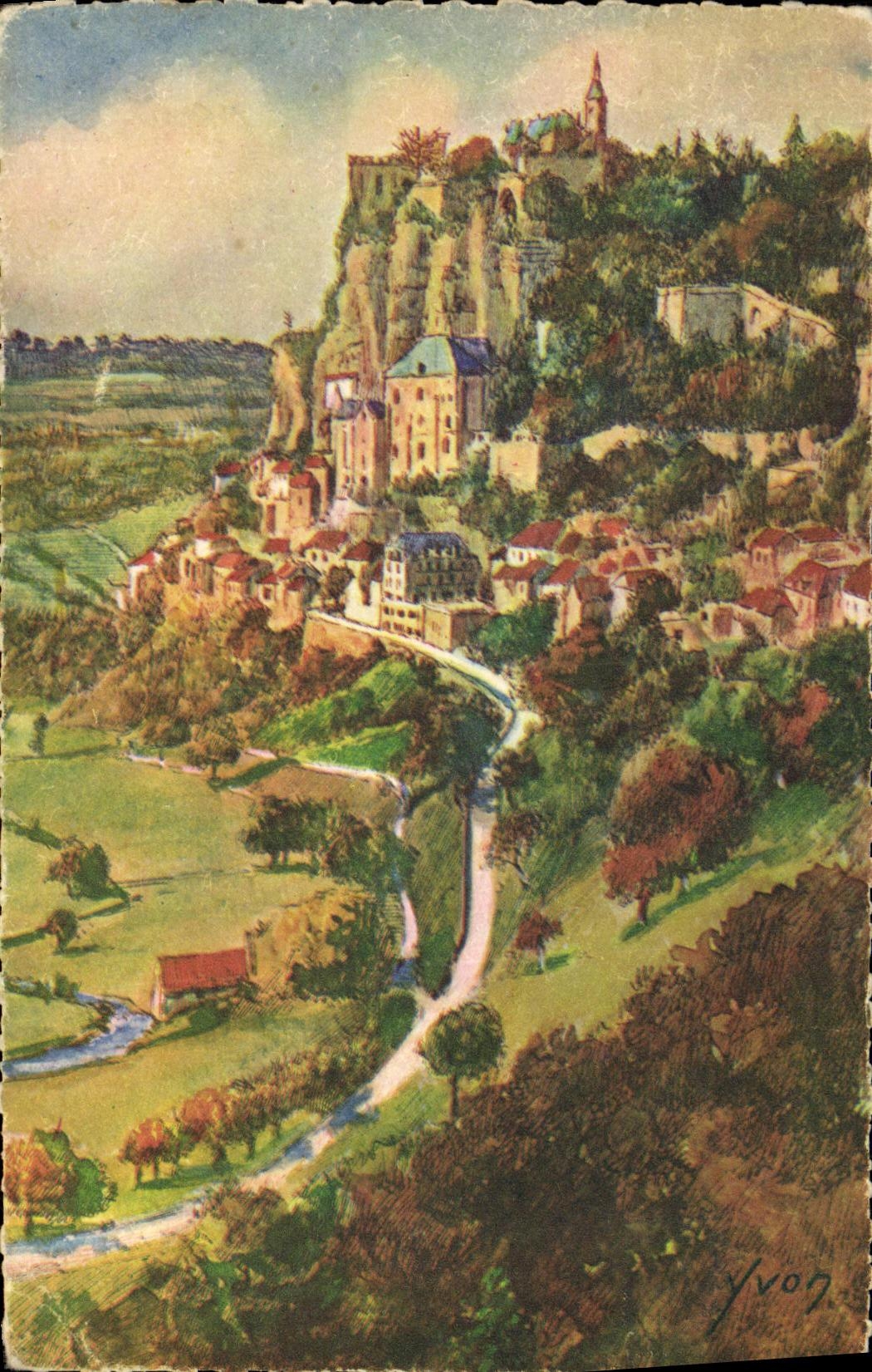 Rocamadour (Lot) — Vue prise de la route de l'Hospitalet — Les Editions d'Art YVON