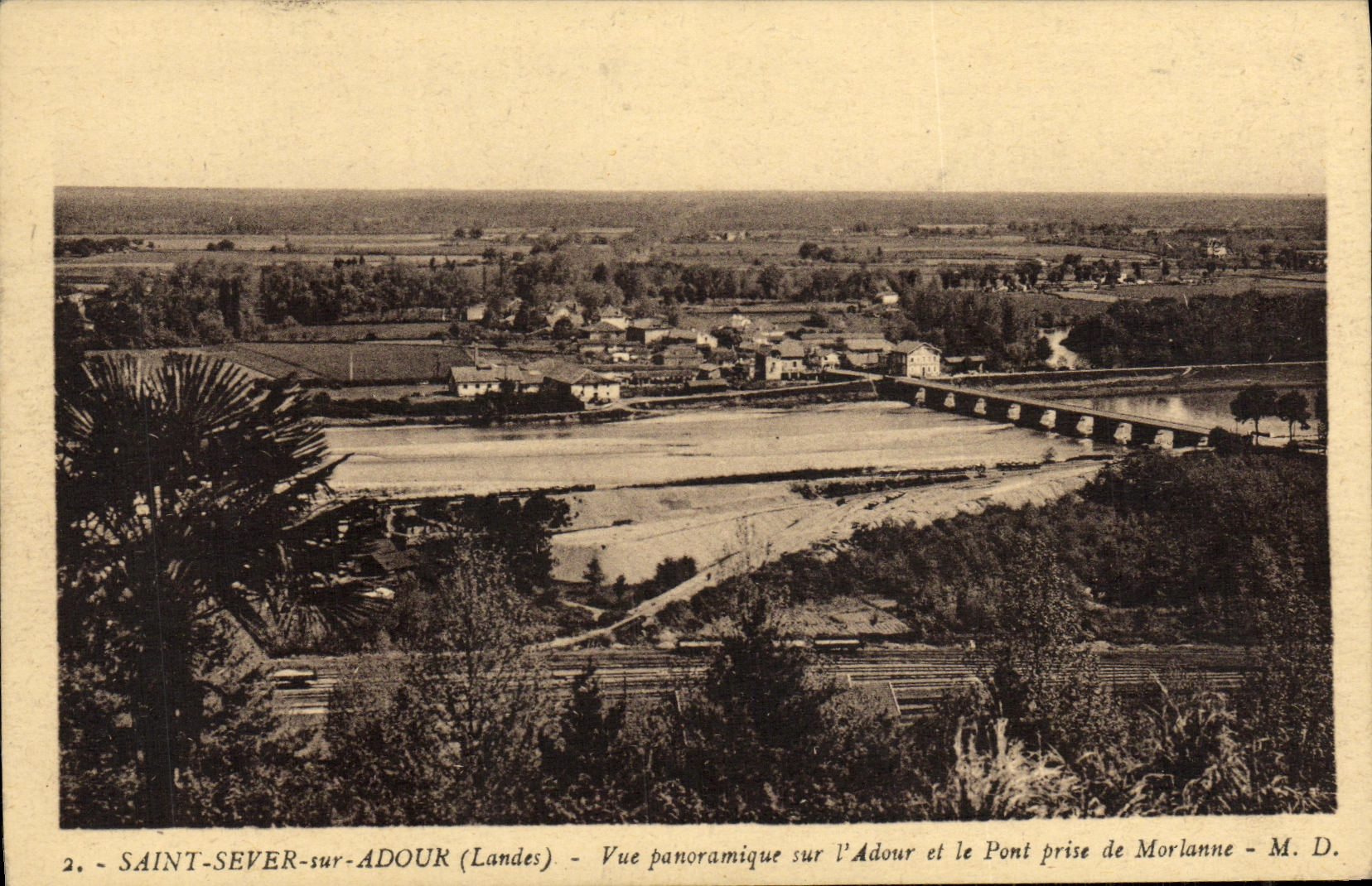 CPA Saint Sever sur Adour Vue panoramique sur l Adour et le Pont prise de Morlanne