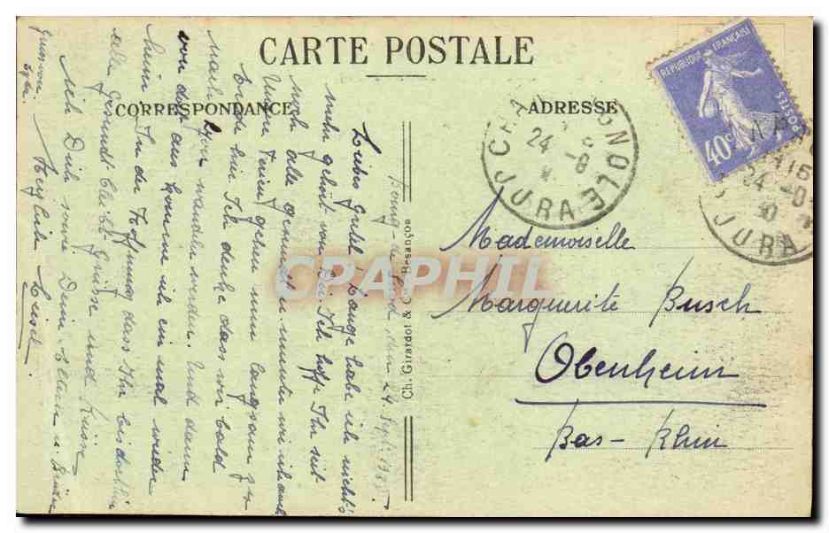 L'Ain près de BOURG-de-SIROD (Jura) — Sites Pittoresques de Franche-Comté — série 1593 — Achterkant