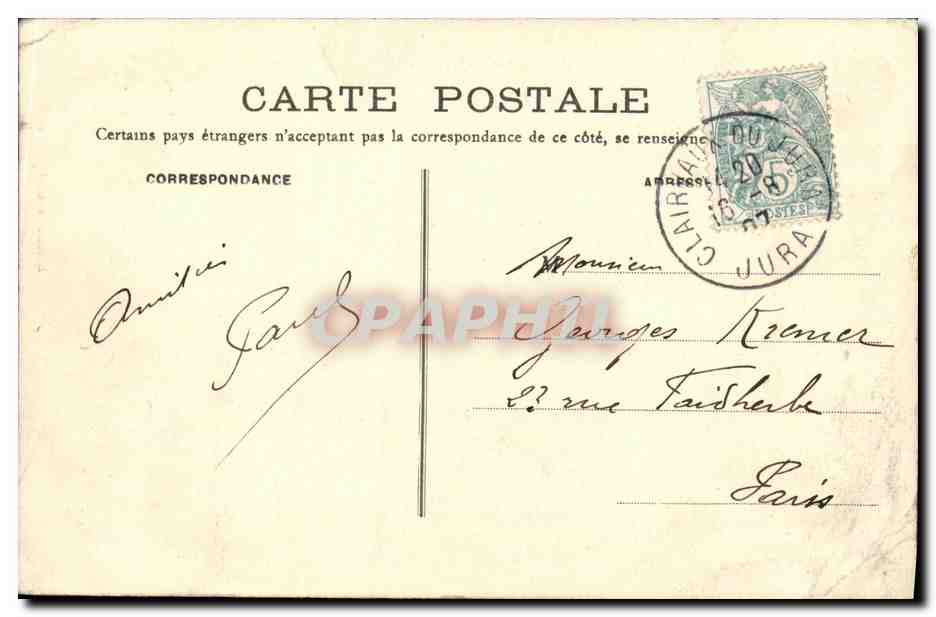 CPA Clairvaux du Jura Un coin du Grand Lac Vache — Rückseite