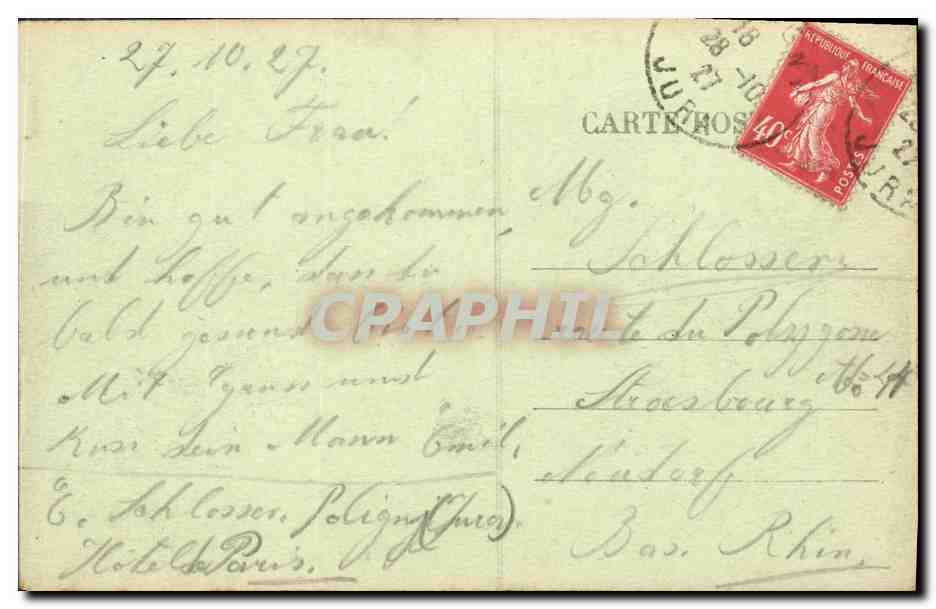 CPA Poligny Vue generale et Croix du Dan — Rückseite