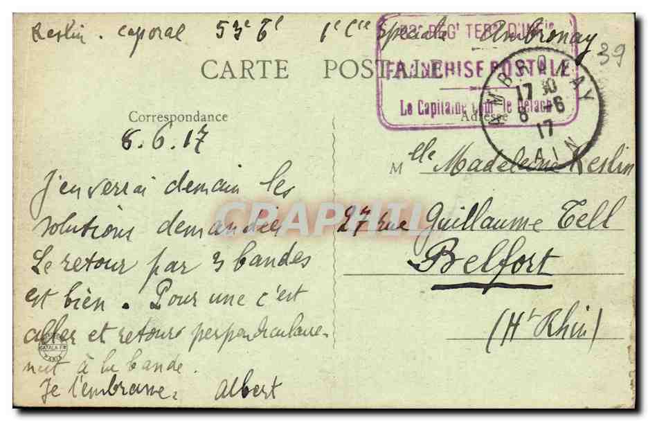 Lons-le-Saunier — De Prefectuur — De Ingang — B.F. Paris 2043 — Achterkant