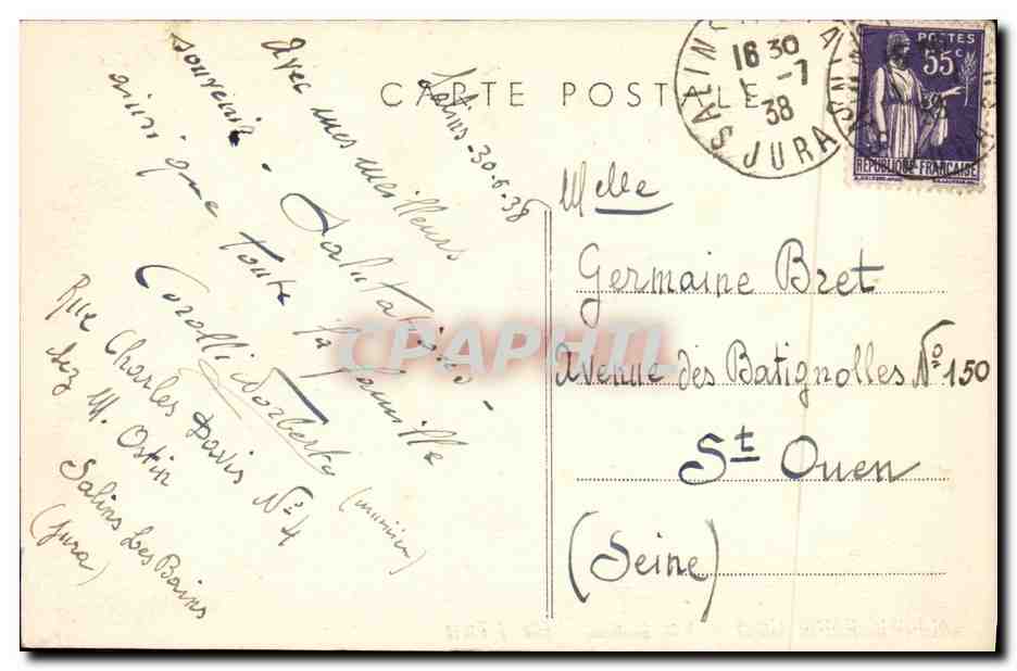 CPA Salins les Bains Vue generale Les 2 Forts — Rückseite