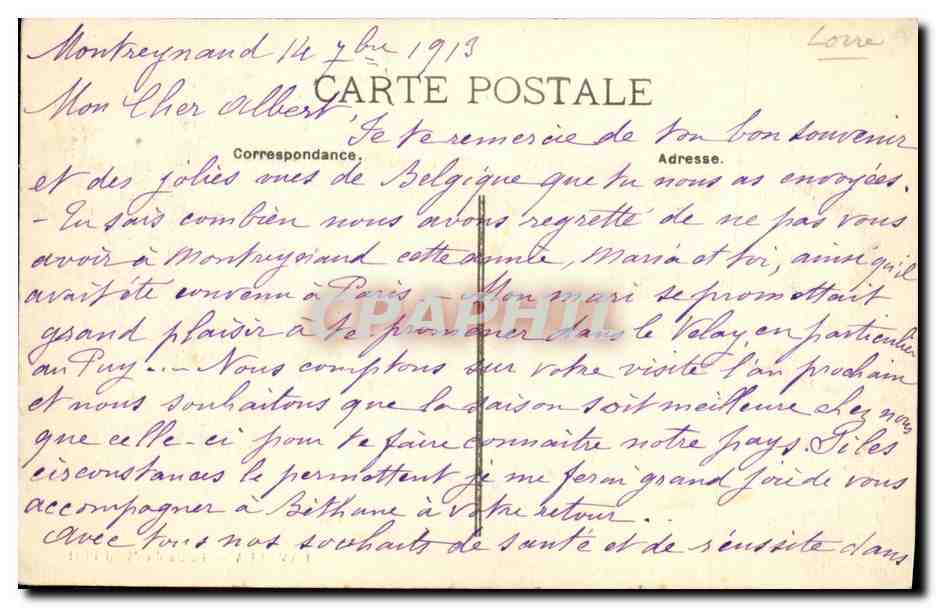 CPA Lavalla Route du Mont Pilat Vaches — Rückseite