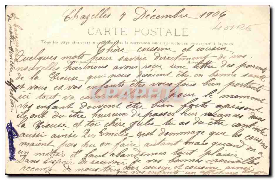 CPA Chazelles Boulevard du Midi Maison neuve  — Rückseite