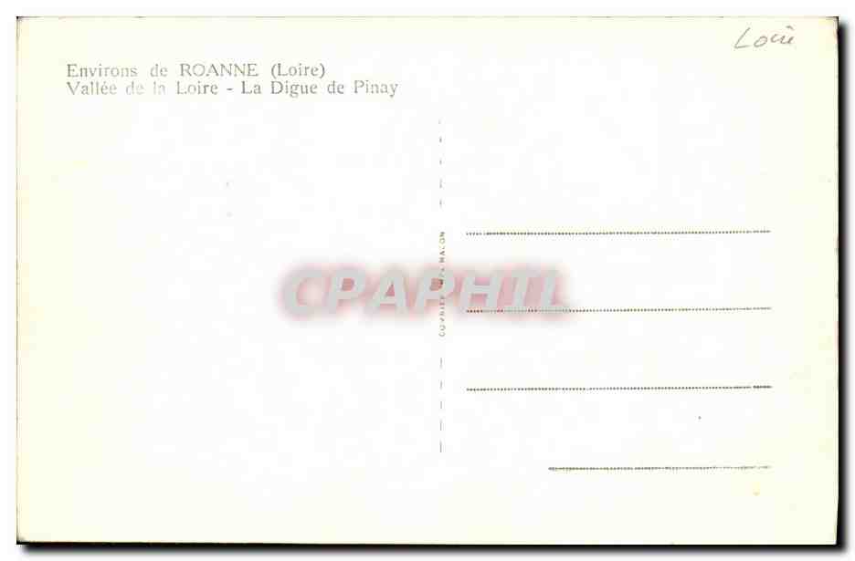 CPA Environs de Roanne Vallee de la Loire Digue de Pinay  — Rückseite