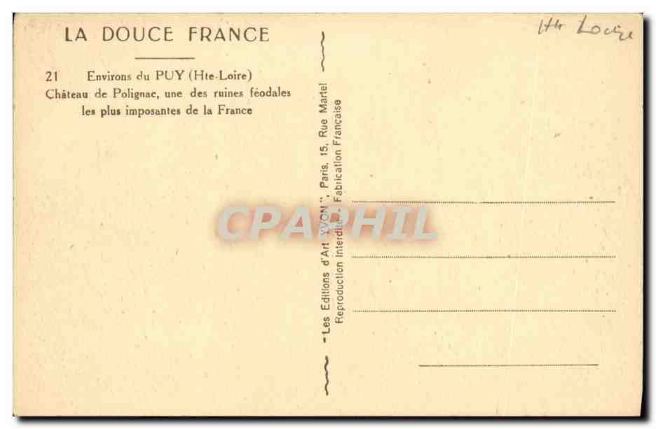 CPA Le Puy Vue Generale Prise de la Route de Saugues — Verso