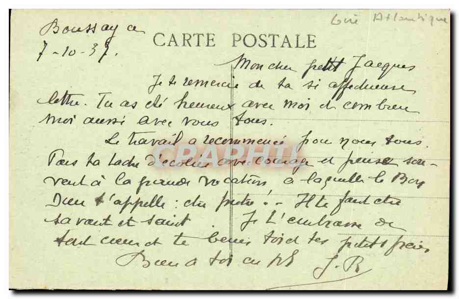 CPA Boussay Le Monument aux Morts Militaria — Rückseite
