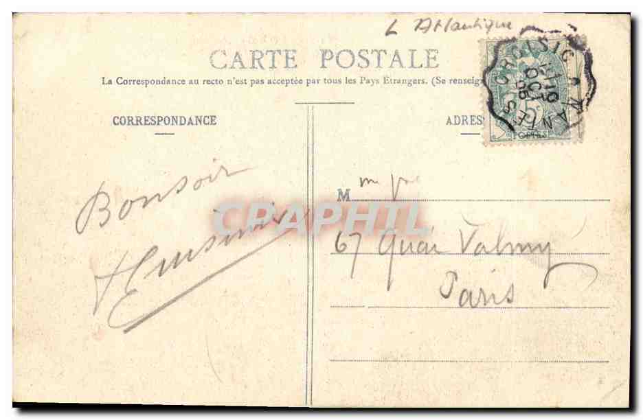 CPA Le Croisic Les Rochers et L Hotel de la Plage de port Lin  — Back