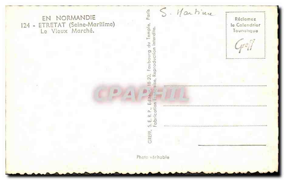 CPM Etretat Le Vieux Marche Automobile — Rückseite