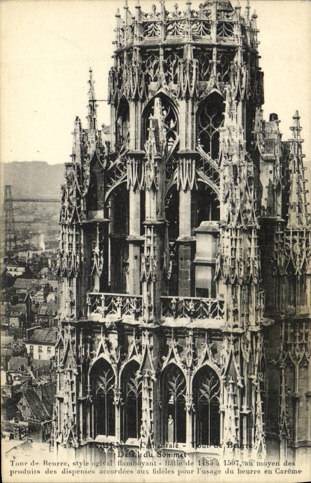 CPA Rouen Cathedrale Tour de beurre Detail du sommet