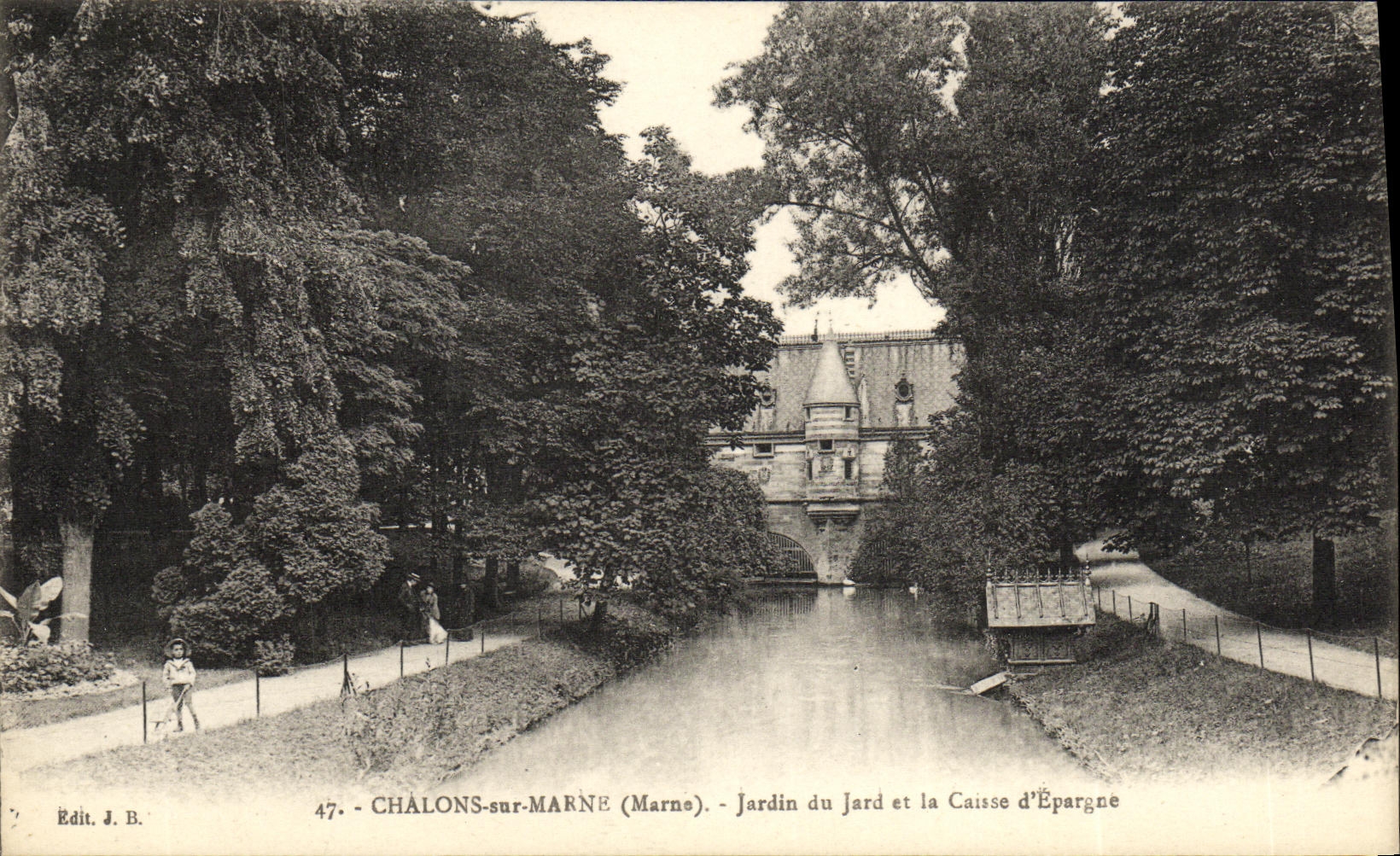 Châlons-sur-Marne (Marne) — Jardin du Jard et la Caisse d'Épargne — Édit. J. B. n° 47