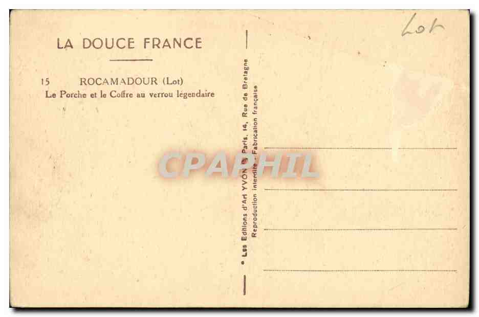 Rocamadour — Porche et coffre légendaire — Les Éditions d'Art YVON — Reverso
