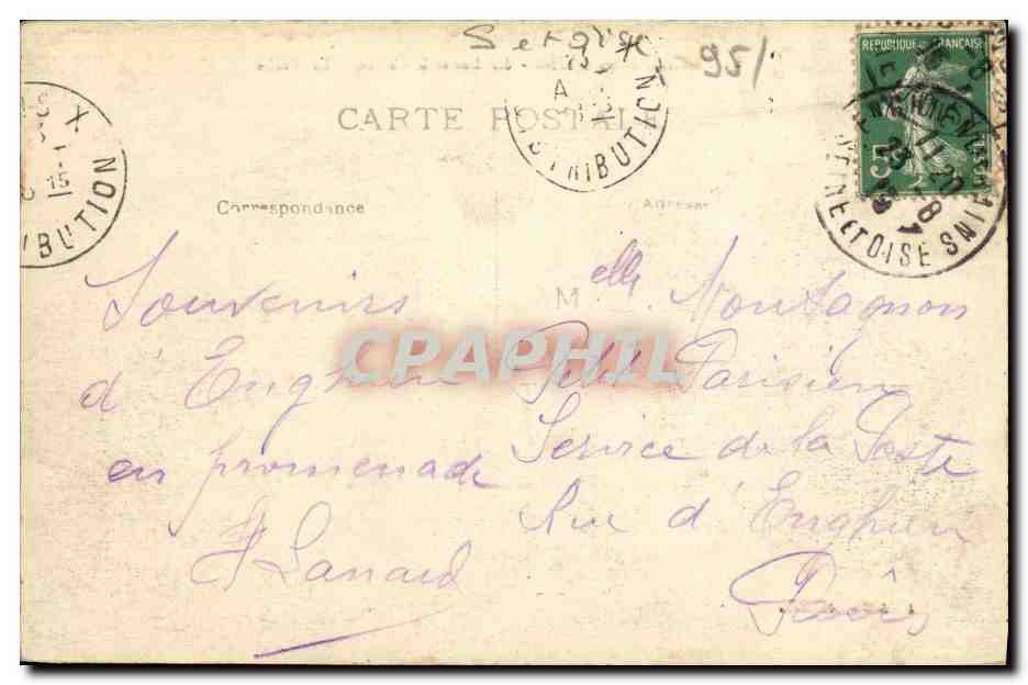 CPA Enghien Les Bains Le Lac et le Casino La Peche Bateaux  — Rückseite