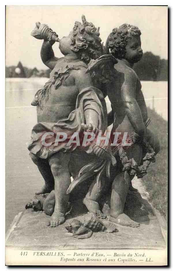 CPA Versailles Parterre d Ean Bassin du Nord Enfants aux roseaux et auc coquilles 