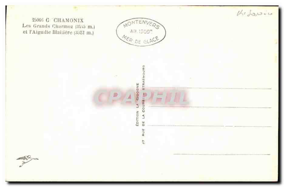 CPA Chamonix Les Grands Charmoz et l aiguille Blaitiere — Verso
