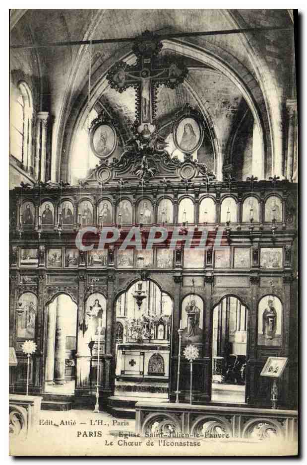 CPA Paris Eglise Saint Julien le Pauvre Le Choeur de l iconastase