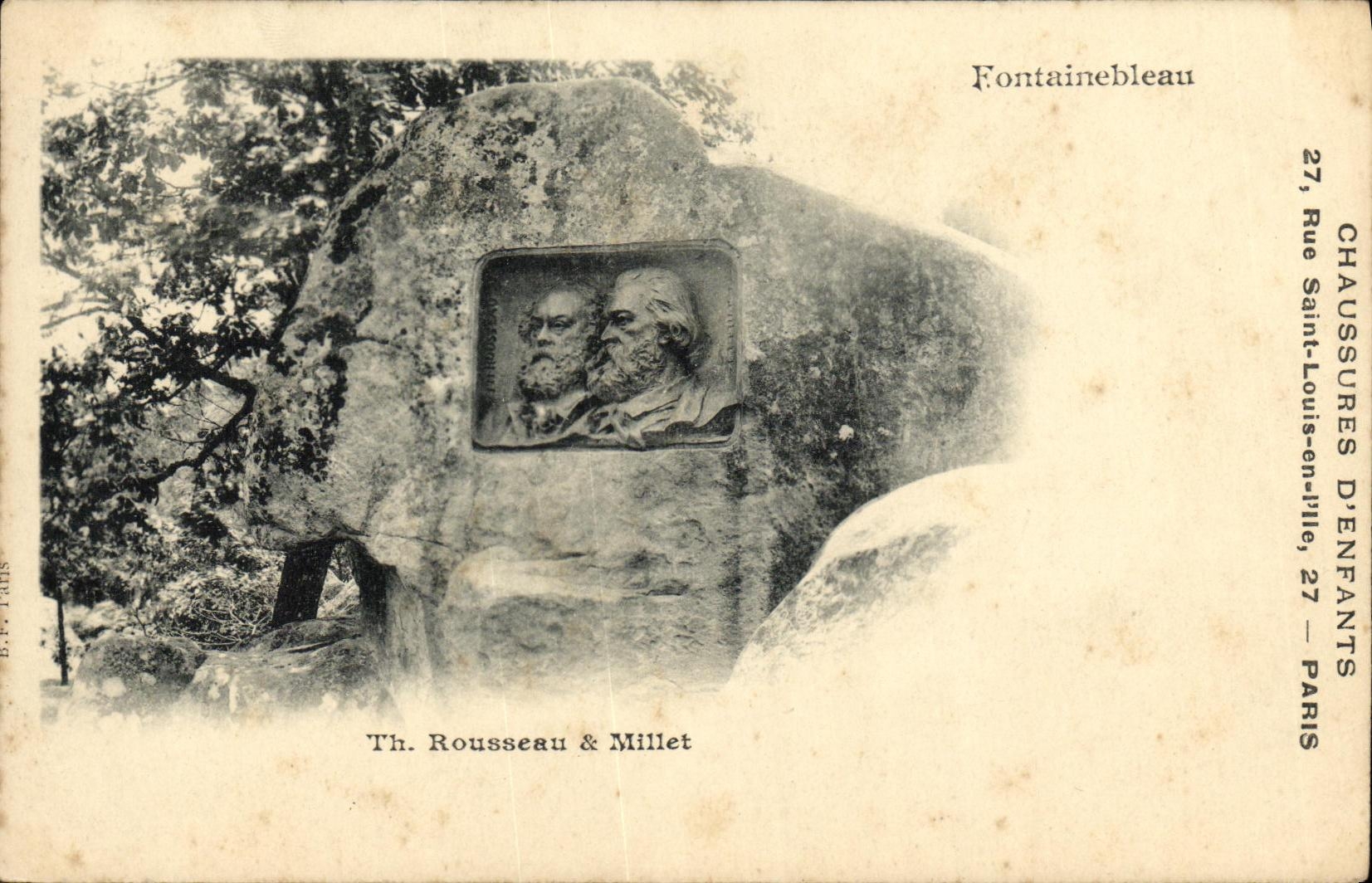 Fontainebleau — Monumento a los bustos de Th. Rousseau & Millet — Editor B.P. TAMS