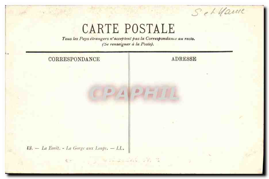 Fontainebleau — Sentiero forestale — Editore anonimo, n. 13 — Verso