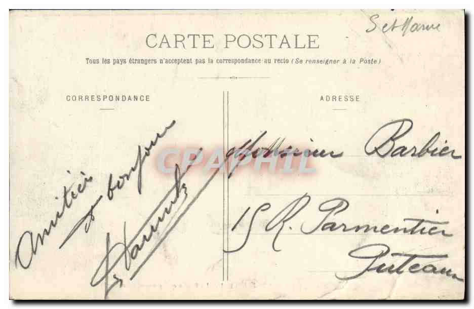 Tarjeta postal antigua Bosque de Fontainebleau La roca que llora Franchard — Reverso