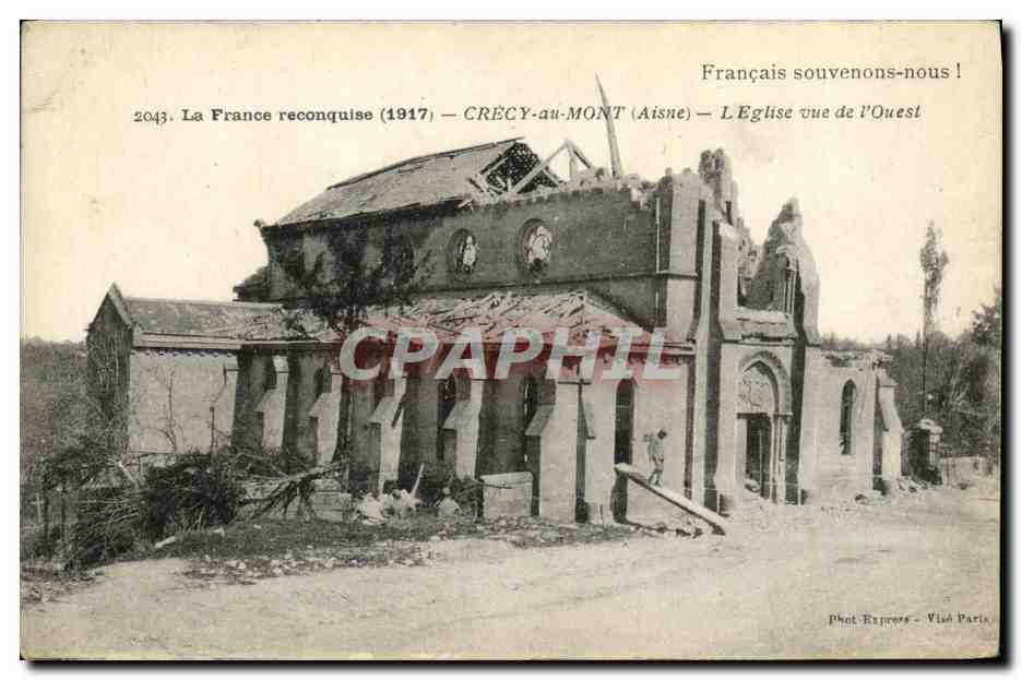 CPA Crecy au Mont L Eglise Vue de L Ouest Militaria
