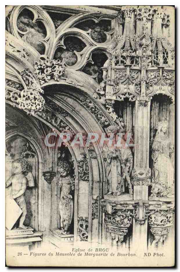 CPA Bourg Eglise Figures du Mausolee de Marguerite de Bourbon