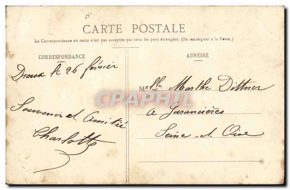 Antike Ansichtskarte Dreux La Chapelle Saint Louis Sepultur der Familie Orleans — Rückseite