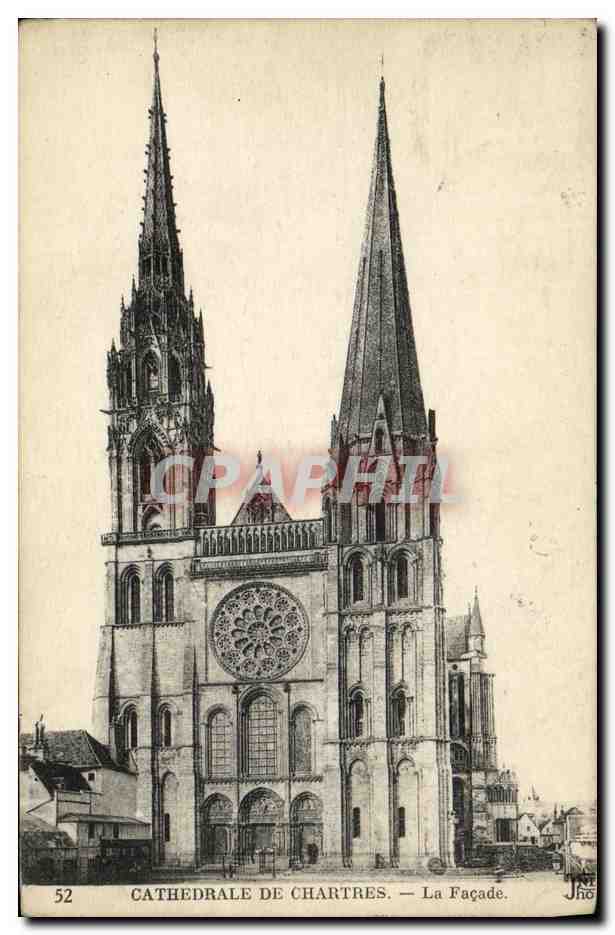 CPA Chartres Cathedrale La Facade
