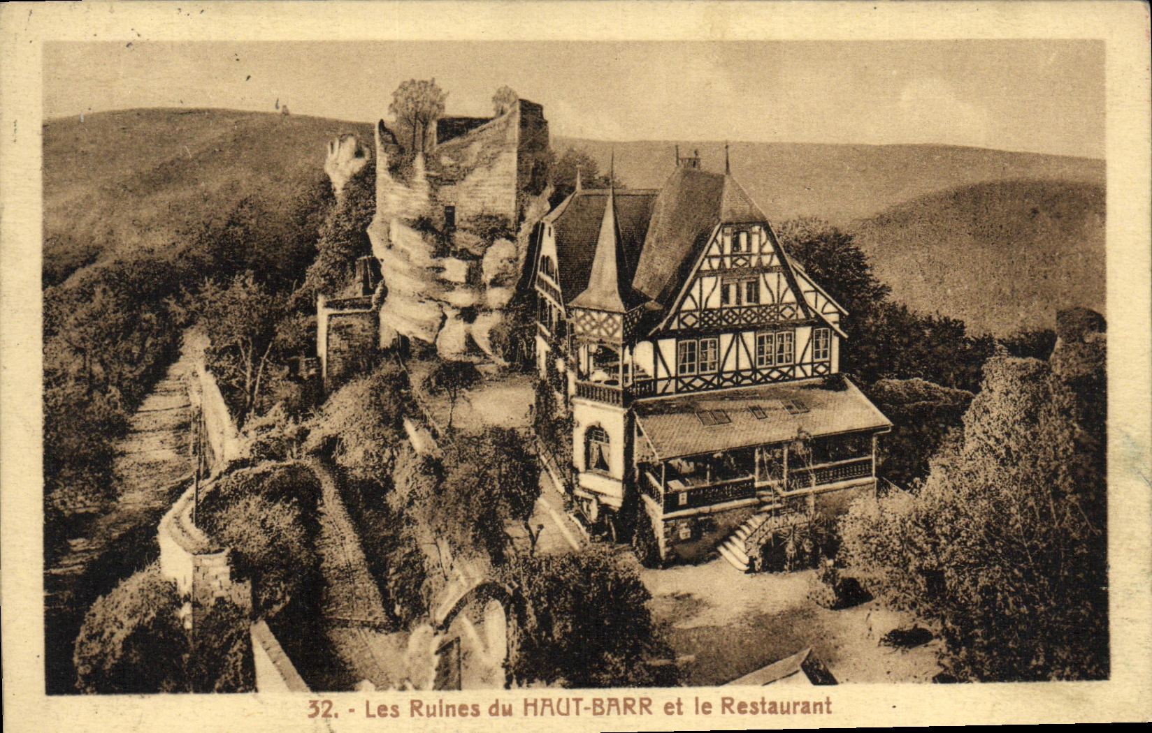 CPA Les Ruines du Haut Barr et le Restaurant