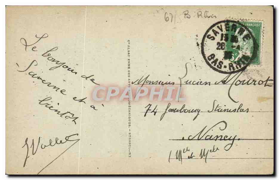 CPA Saverne Vieille maison XV e siecle Maison Staat Boulangerie Patisserie  — Rückseite