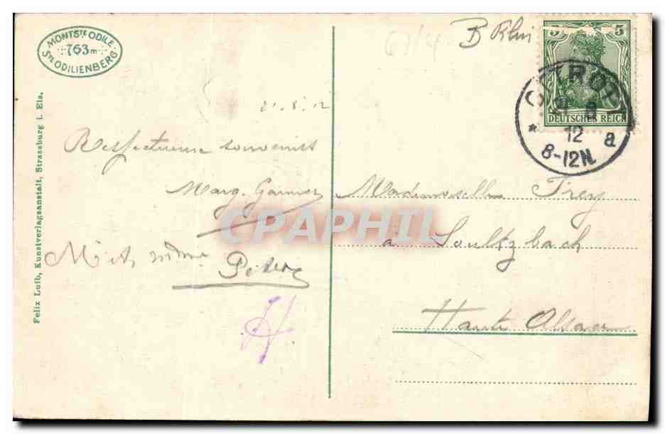 CPA St Odilienberg Mont Ste Odile  — Verso