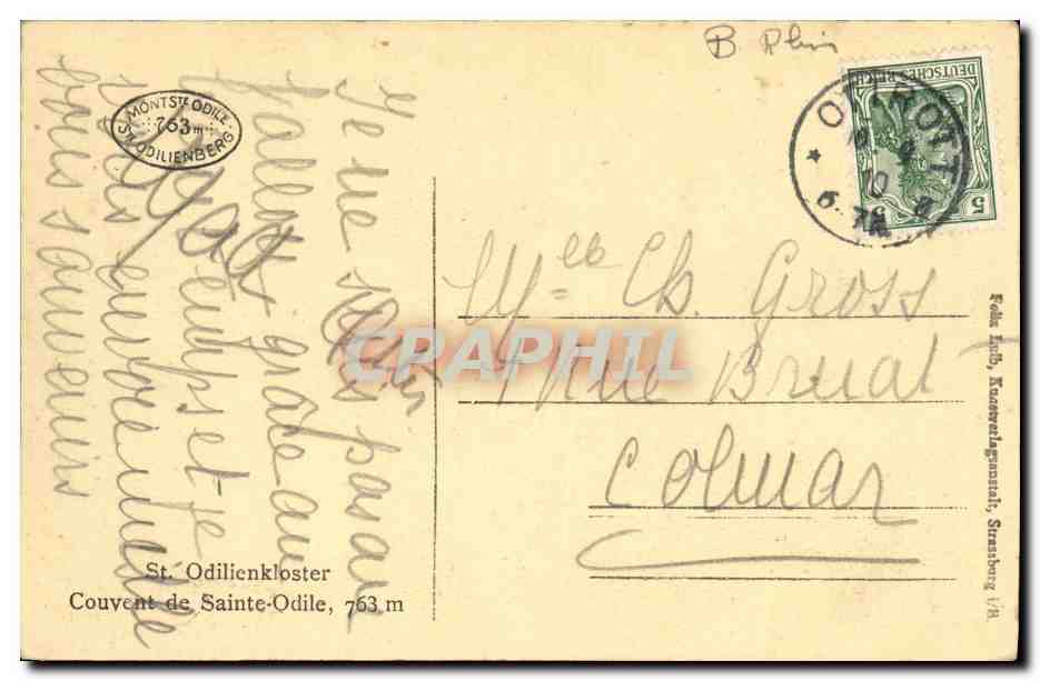 CPA St Odilienkloster Couvent de Sainte Odile — Verso