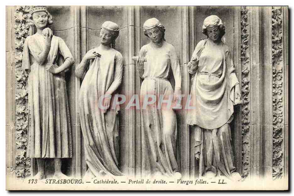 CPA Strasbourg Catherale Portail de droite Vierges folles