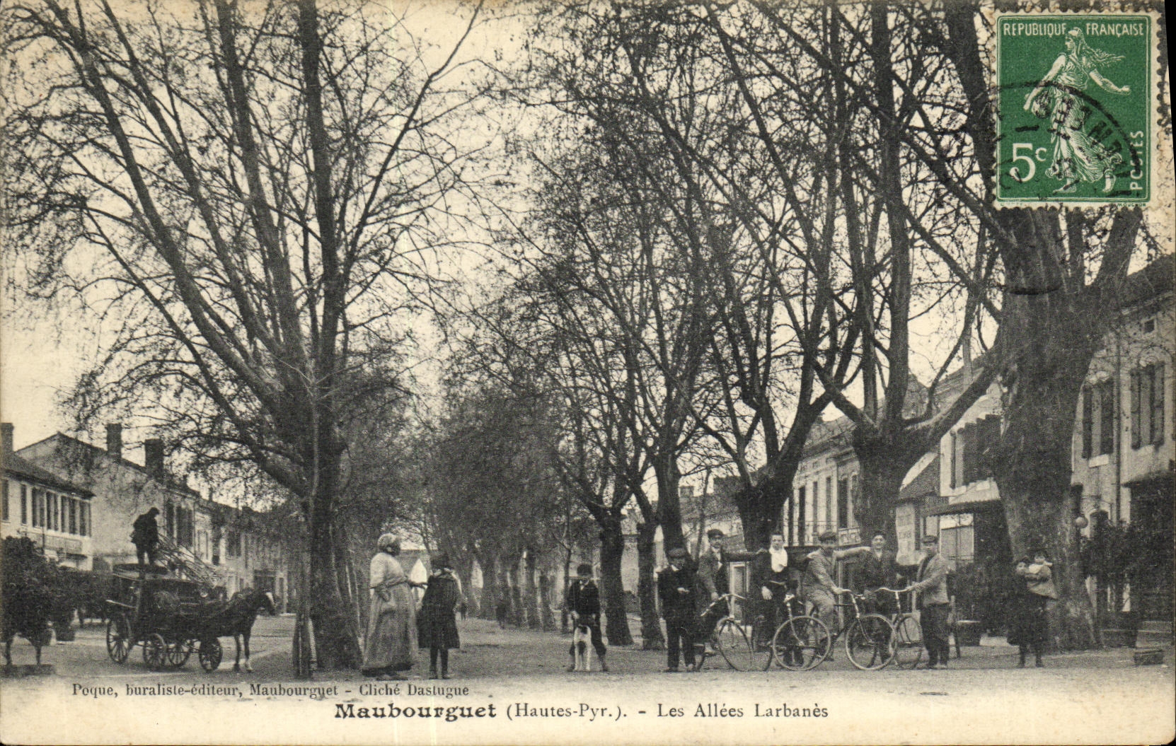 CPA Maubourguet Les Allees Larbanes Velo Cycle Caleche 