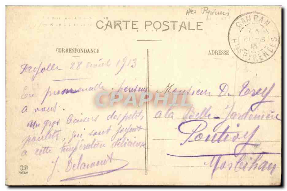Col d'Aspin (1407 m.) — Le Refuge et le Pic du Midi — Phototypie Labouche frères, Toulouse — Reverso