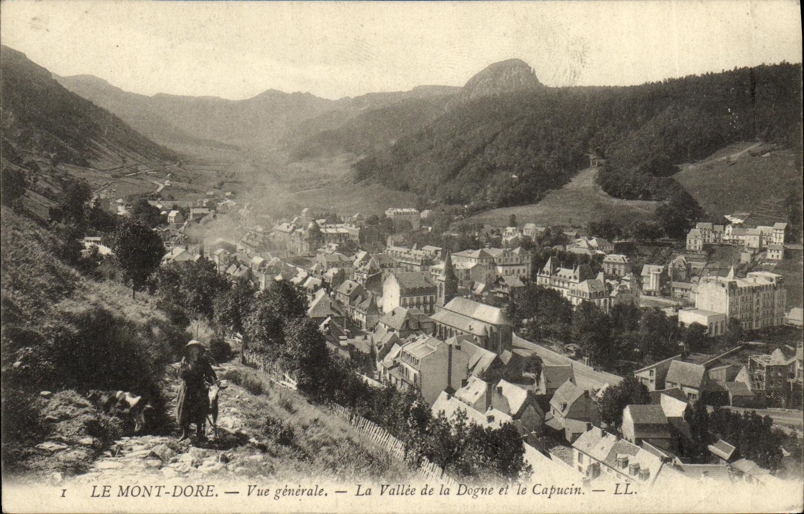 CPA Le Mont Dore Vue Generale La Vallee de la Dogne et le Capucin