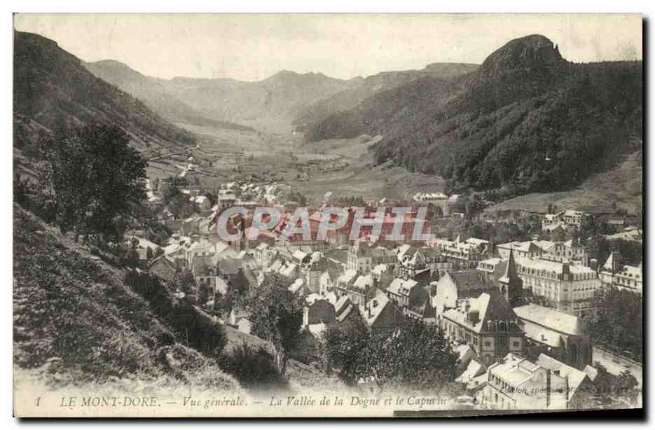 CPA Le Mont Dore Vue Generale La Vallee de la Dogne et le Capucin
