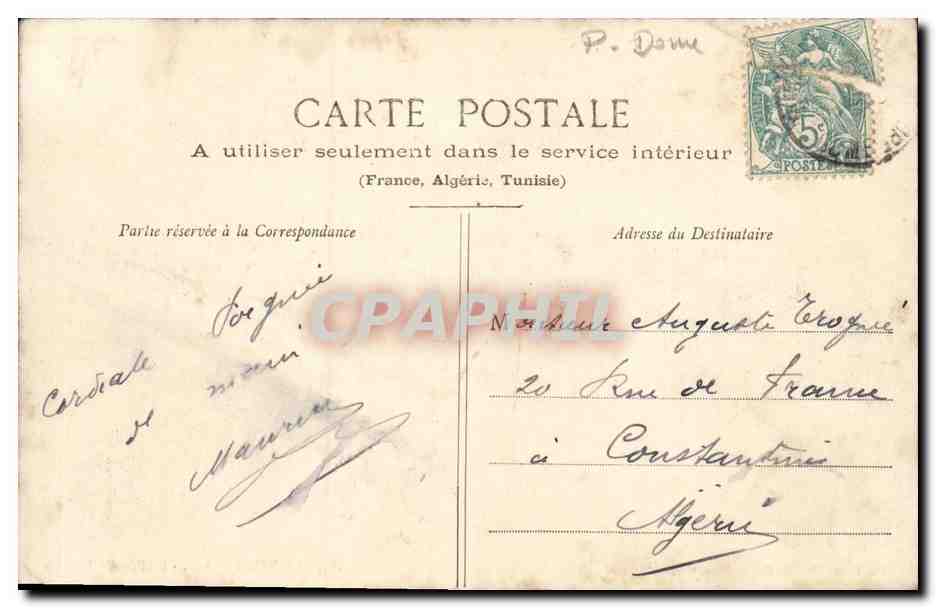 CPA Le Mont Dore L Allee d Allouville — Verso