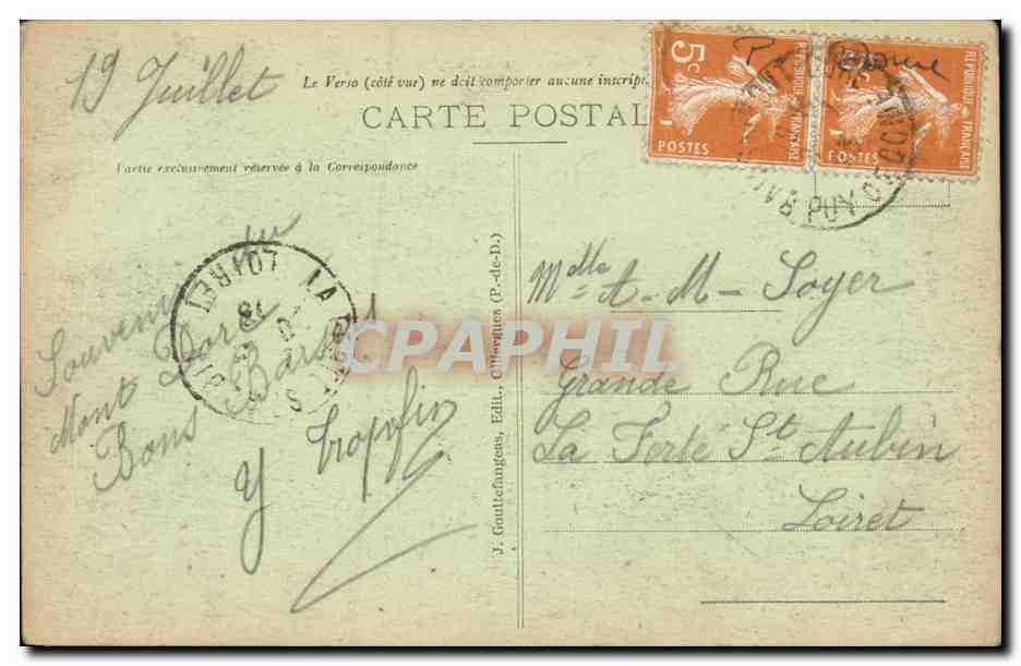 CPA Le Mont Dore Vallee du Sancy et le Capucin — Verso