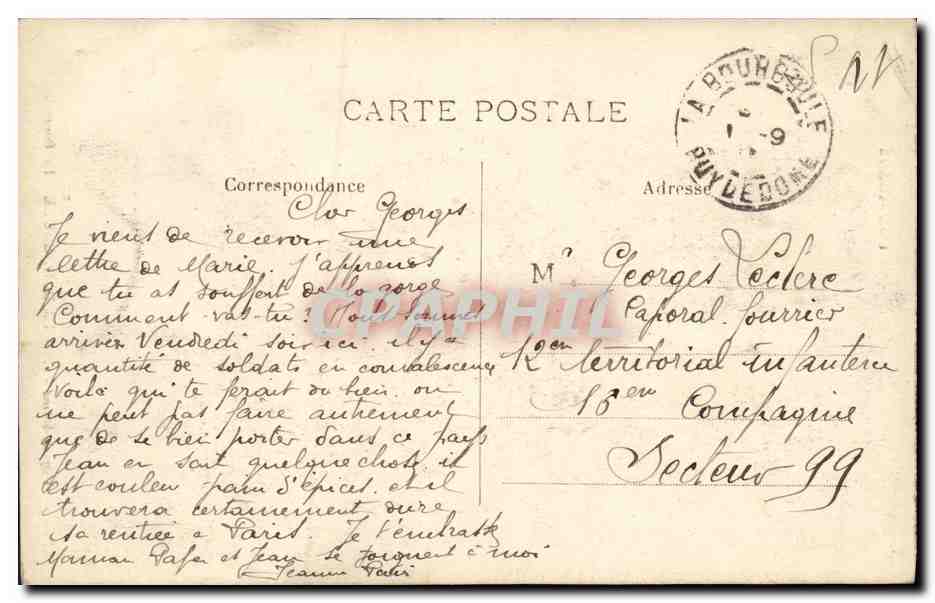 CPA Le Mont Dore La Bourboule Le Barrage — Rückseite