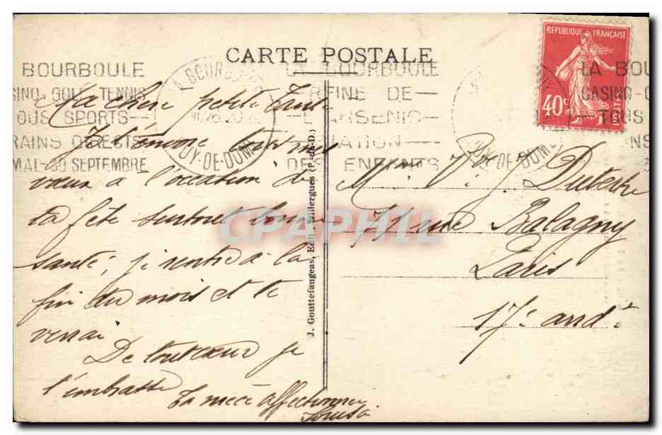 CPA La Bourboule Le Grand Pont Sur la Dordogne — Rückseite