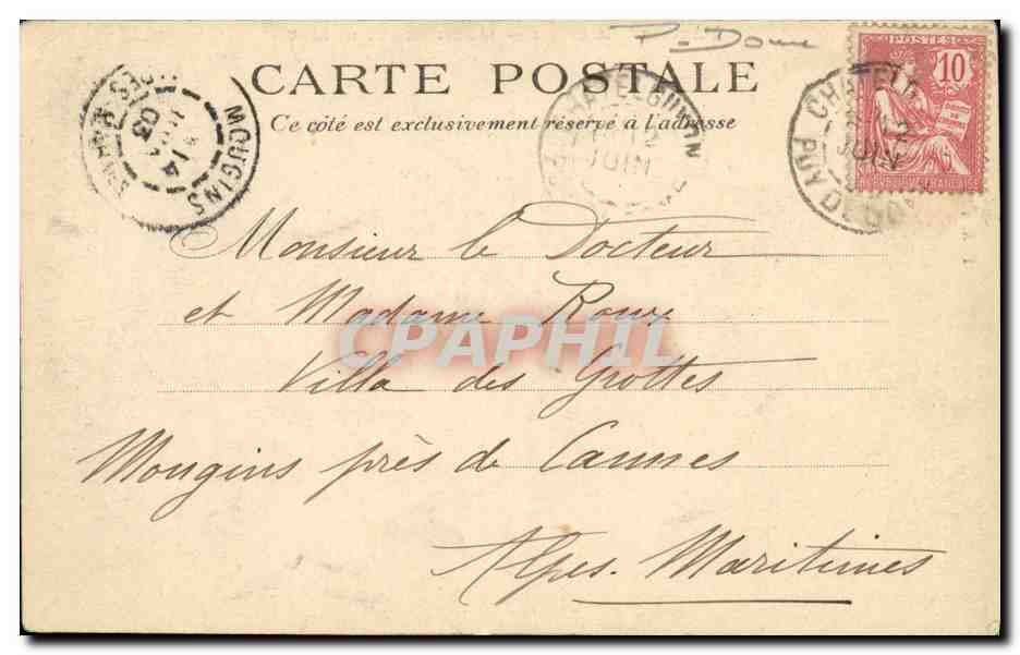 Sommet du Puy de Dôme — L'Auvergne Illustrée — éditeur et n° de série 3458 — Reverso