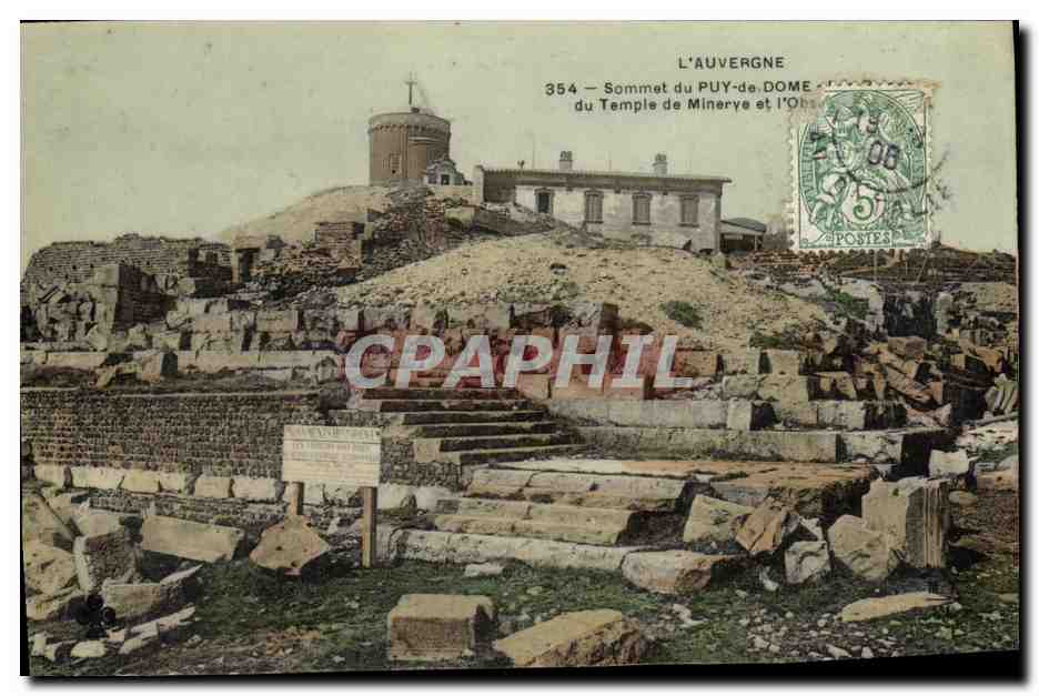 CPA L Auvergne Sommet du Puy de Dome L observatoire du temple de Minerve