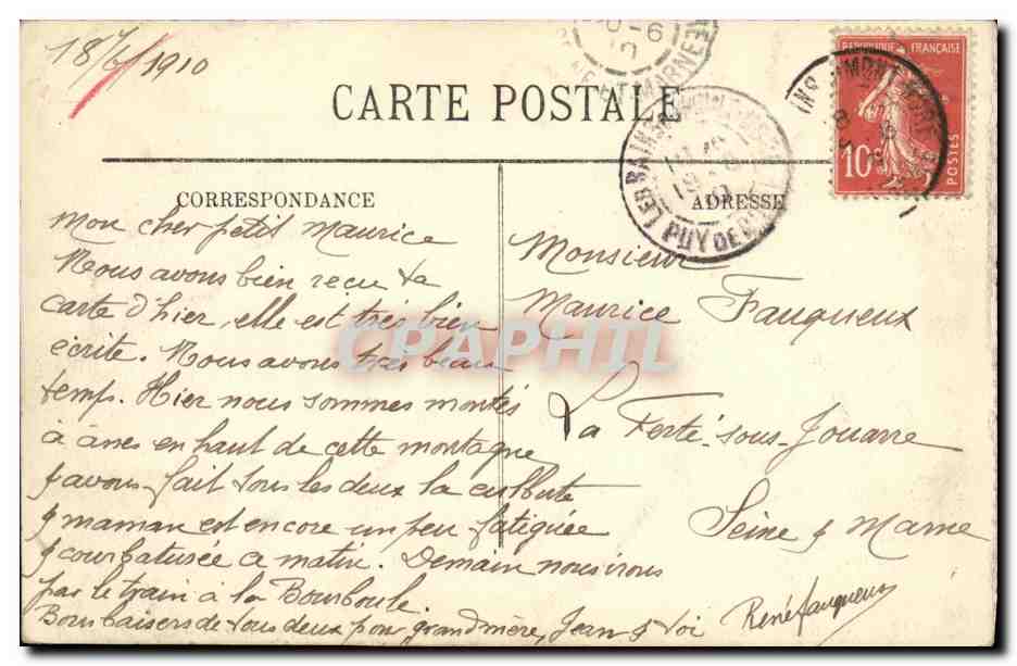 CPA Environs Du Mont Dore Le Puy de Sancy et L Entree des gorges d enfer Vaches — Verso