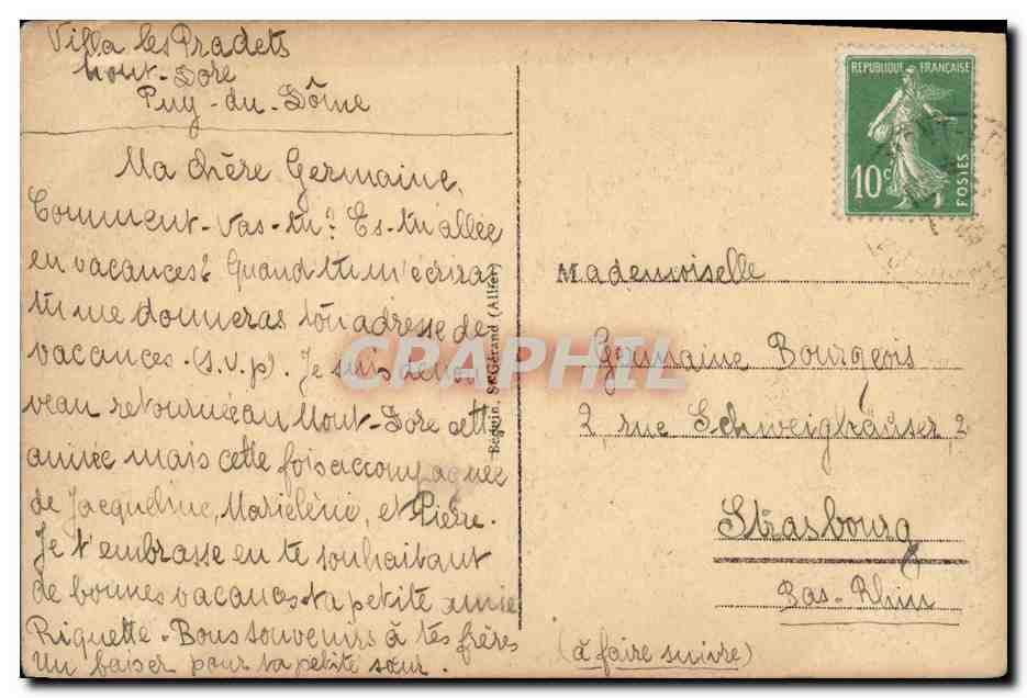 CPA Mont Dore Effet de Nuages sur le Sancy — Verso