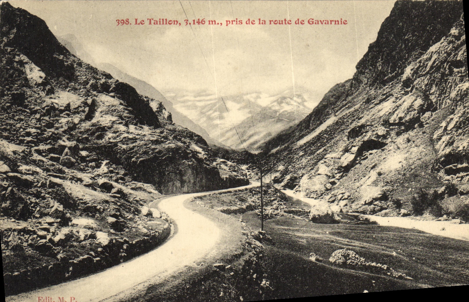 Le Taillon, 3,146 m., pris de la route de Gavarnie — Éditeur M. P. n° 398