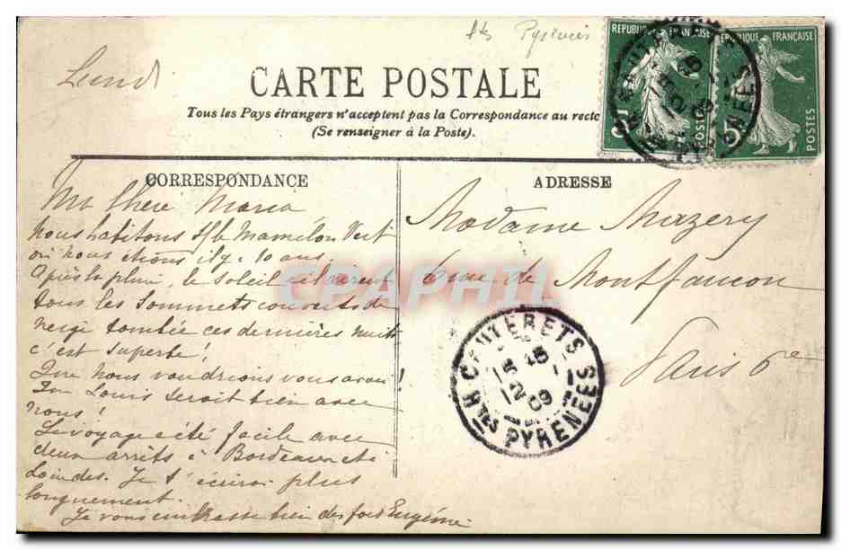 Interets — Vue prise du Mamelon Vert — LL. — Verso