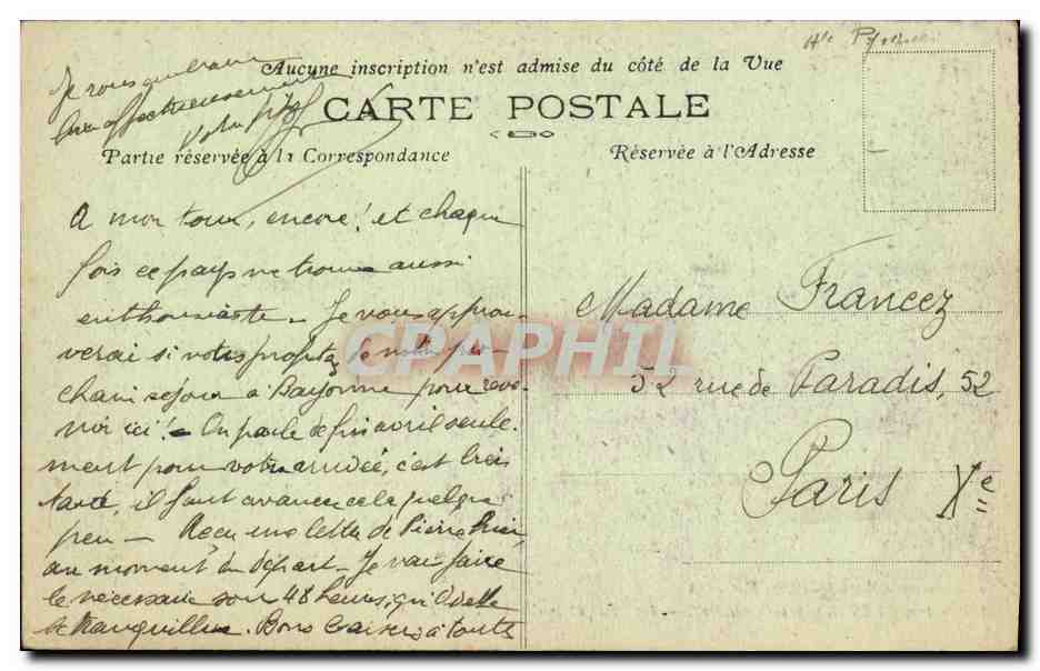 CPA Lourdes La Ville et le Chateau Fort — Verso